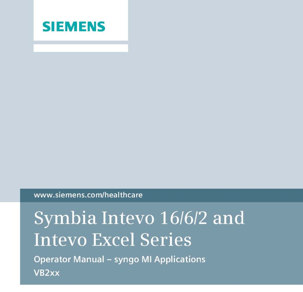 Cover Page for Siemens Symbia Gamma Camera
