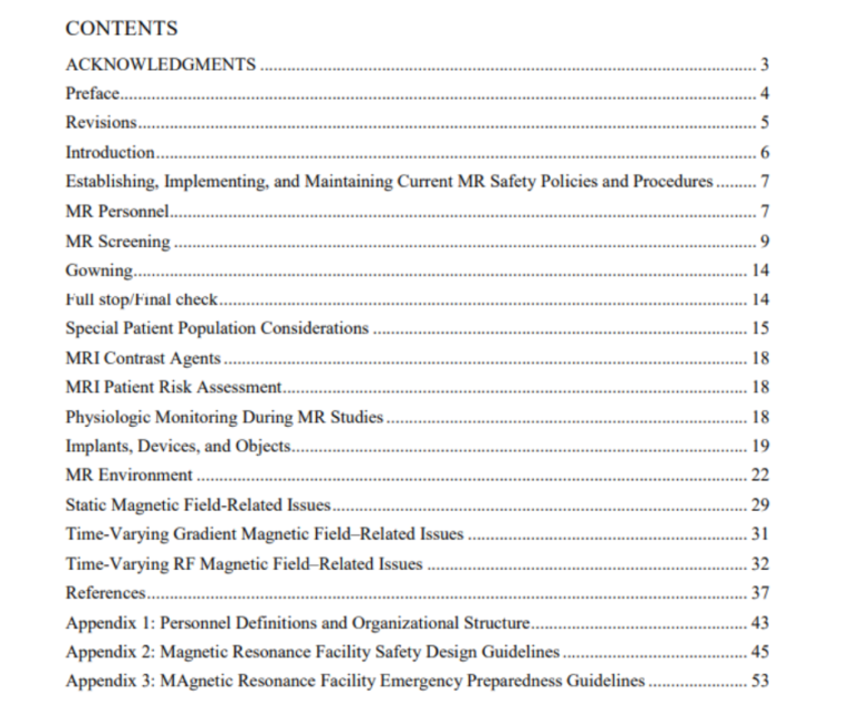 An ACR MRI Safety Manual Overview Olympic Health Physics
